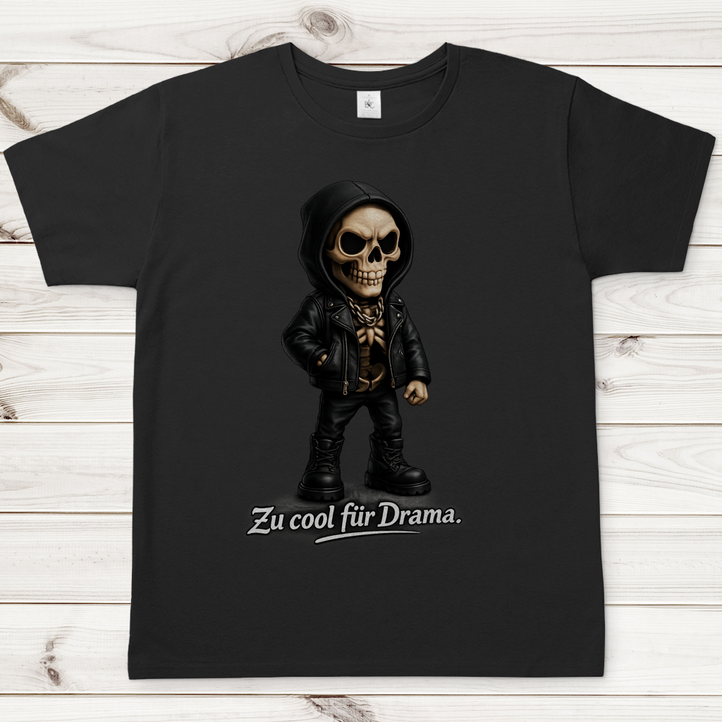Herren T-Shirt Zu cool für Drama Skelett Teenager