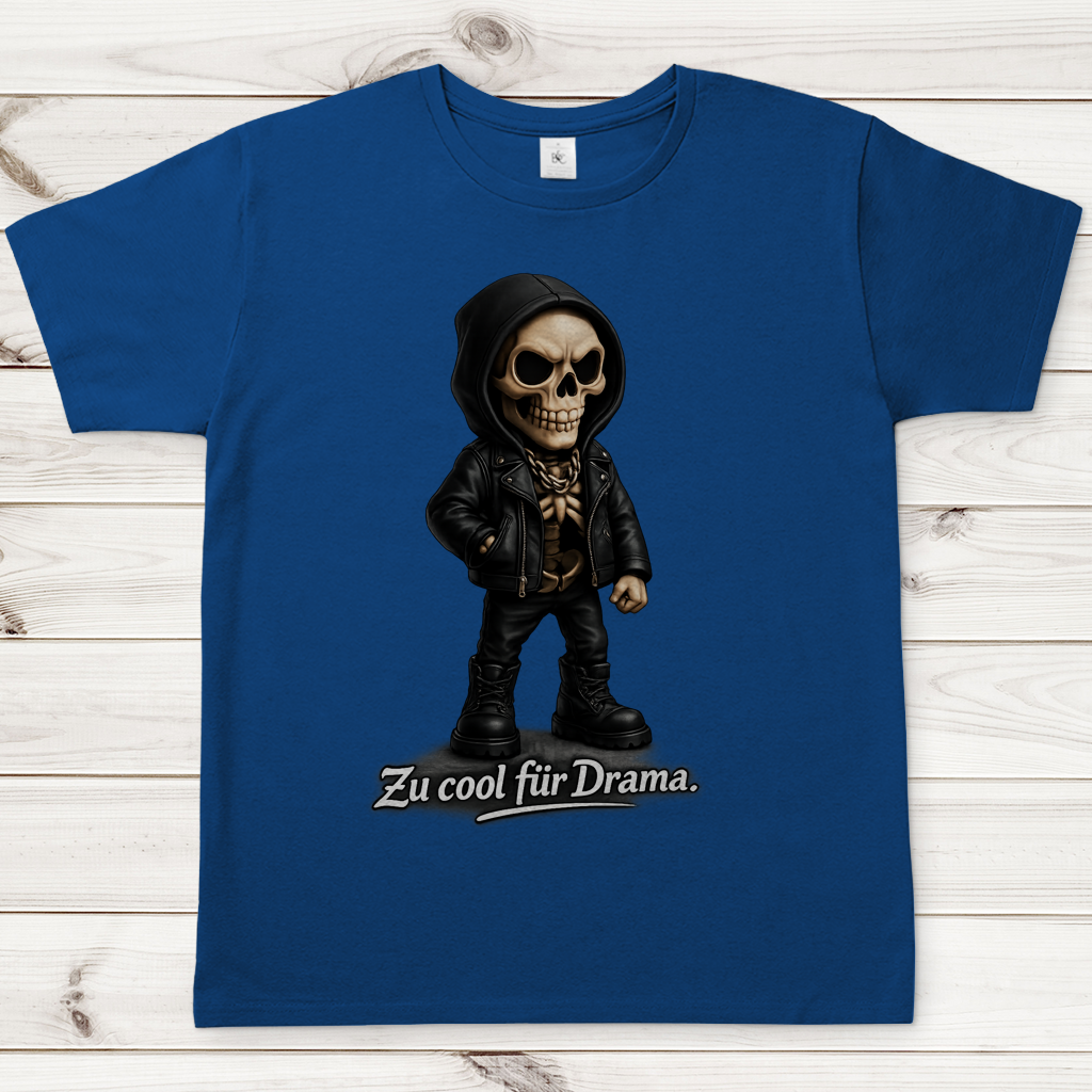 Herren T-Shirt Zu cool für Drama Skelett Teenager