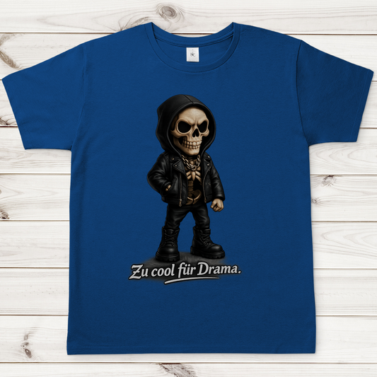 Herren T-Shirt Zu cool für Drama Skelett Teenager