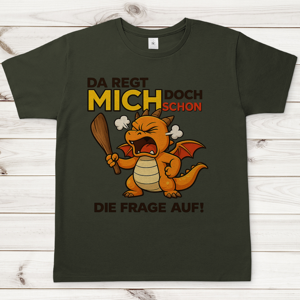 Herren T-Shirt Drache Mann da regt mich schon die Frage auf