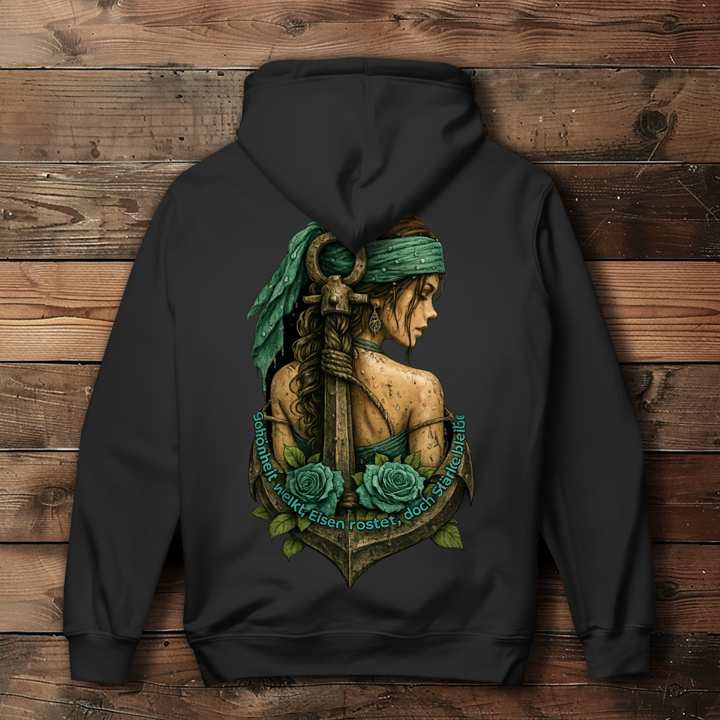 Damen Hoodie Frau Anker türkis mit Spruch