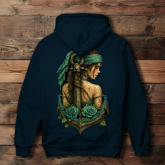 Damen Hoodie Frau Anker türkis mit Spruch
