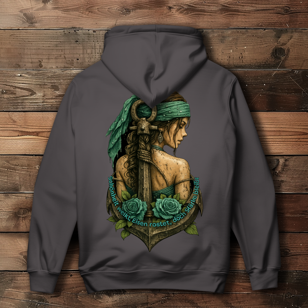Damen Hoodie Frau Anker türkis mit Spruch