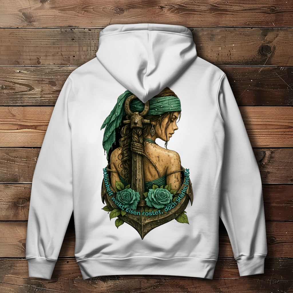 Damen Hoodie Frau Anker türkis mit Spruch