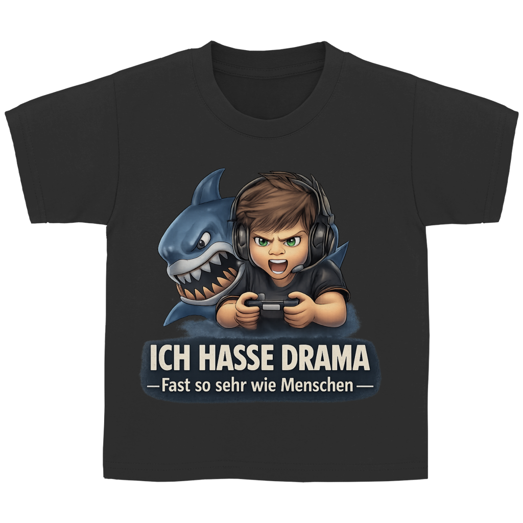 Kinder Basic T-Shirt Gamer Teenager ich hasse Drama