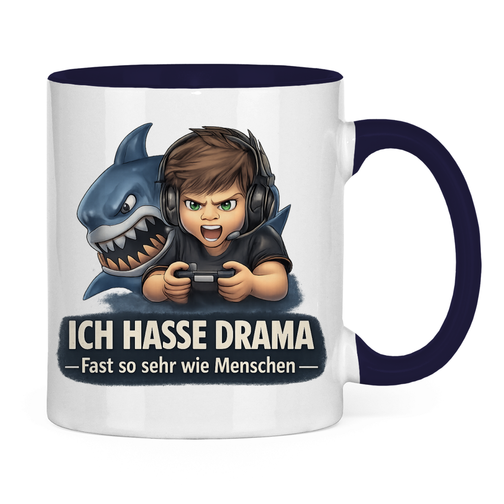 Tasse zweifarbig Gamer Teenager ich hasse Drama