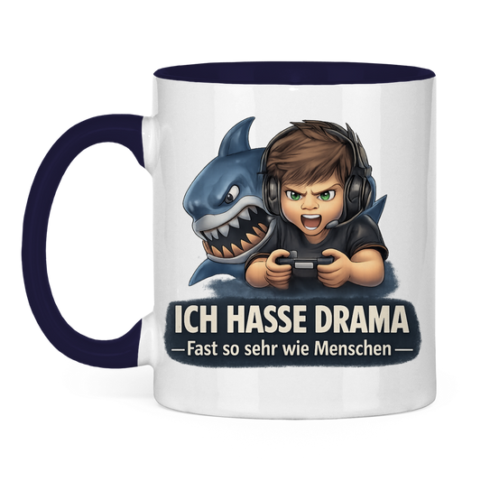 Tasse zweifarbig Gamer Teenager ich hasse Drama