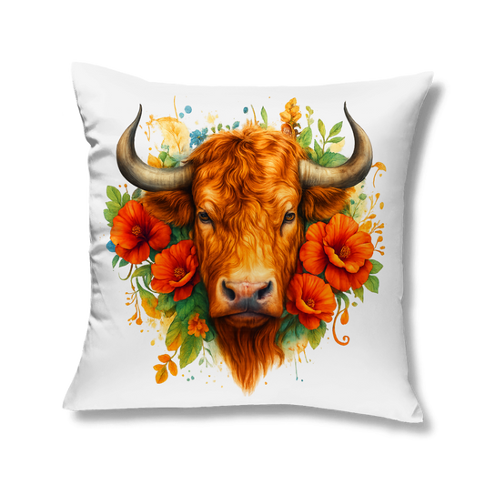 Kopfkissen Hochlandrind mit Blumen