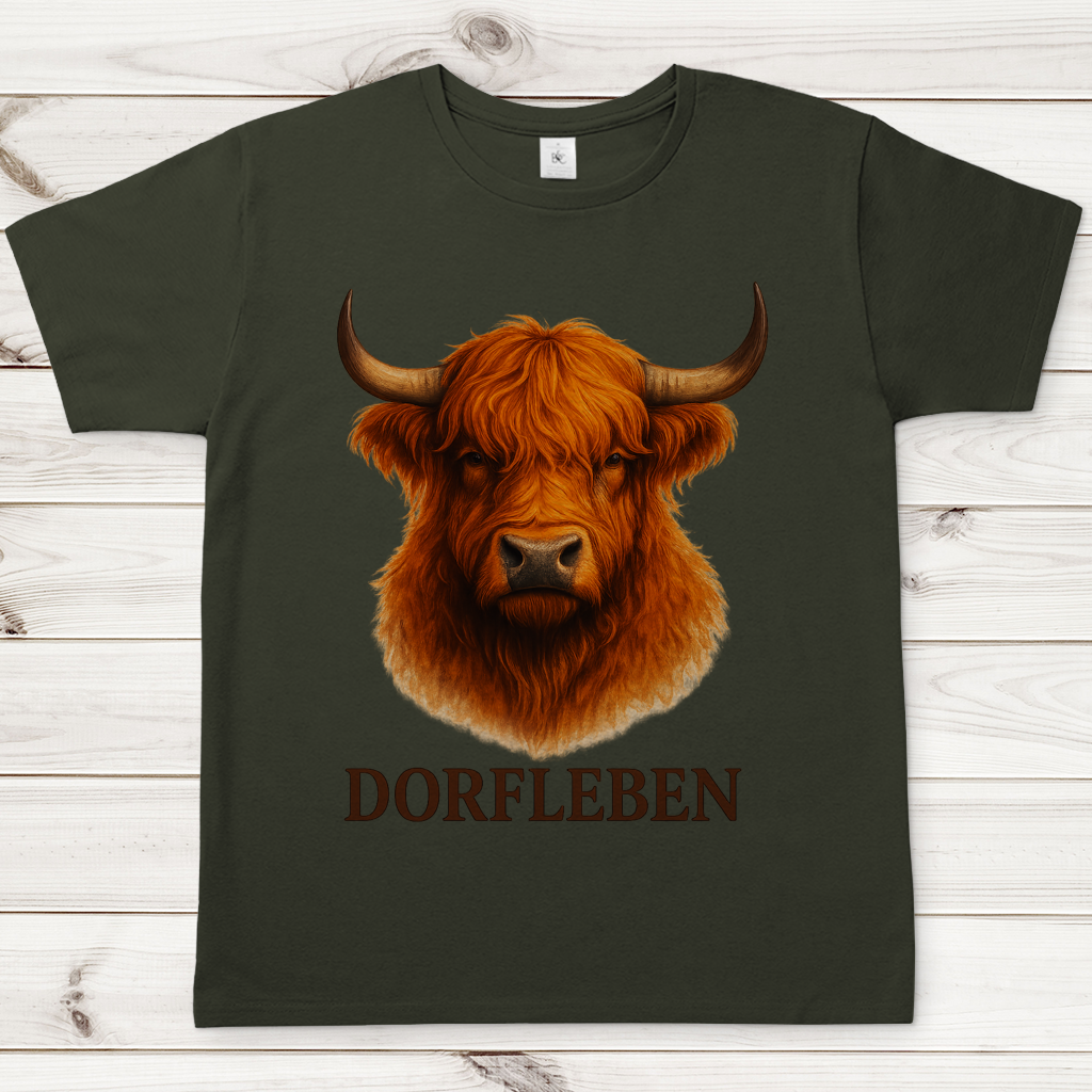 Herren T-Shirt Hochlandrind Dorfleben