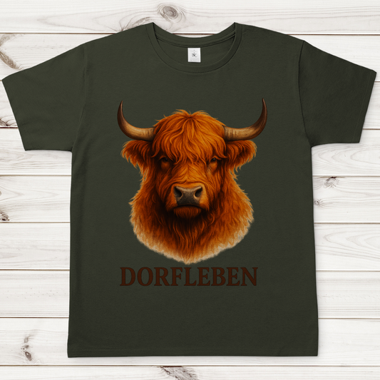 Herren T-Shirt Hochlandrind Dorfleben