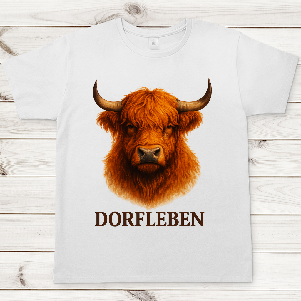 Herren T-Shirt Hochlandrind Dorfleben