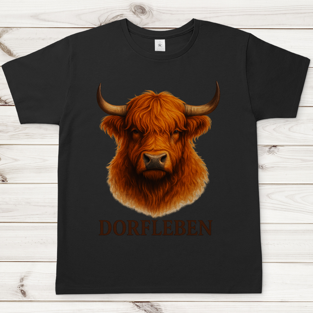 Herren T-Shirt Hochlandrind Dorfleben