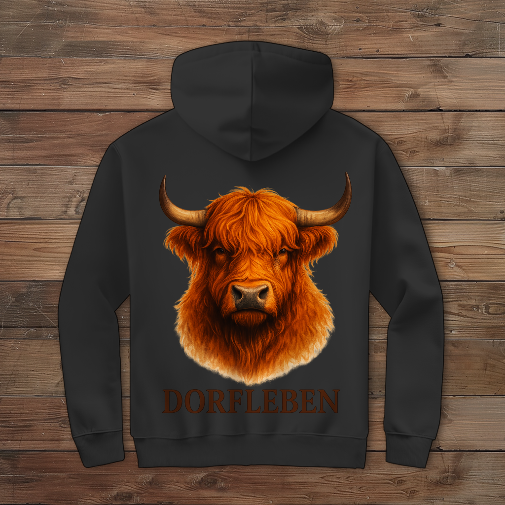 Herren Zipper Hoodie Hochlandrind Dorfleben