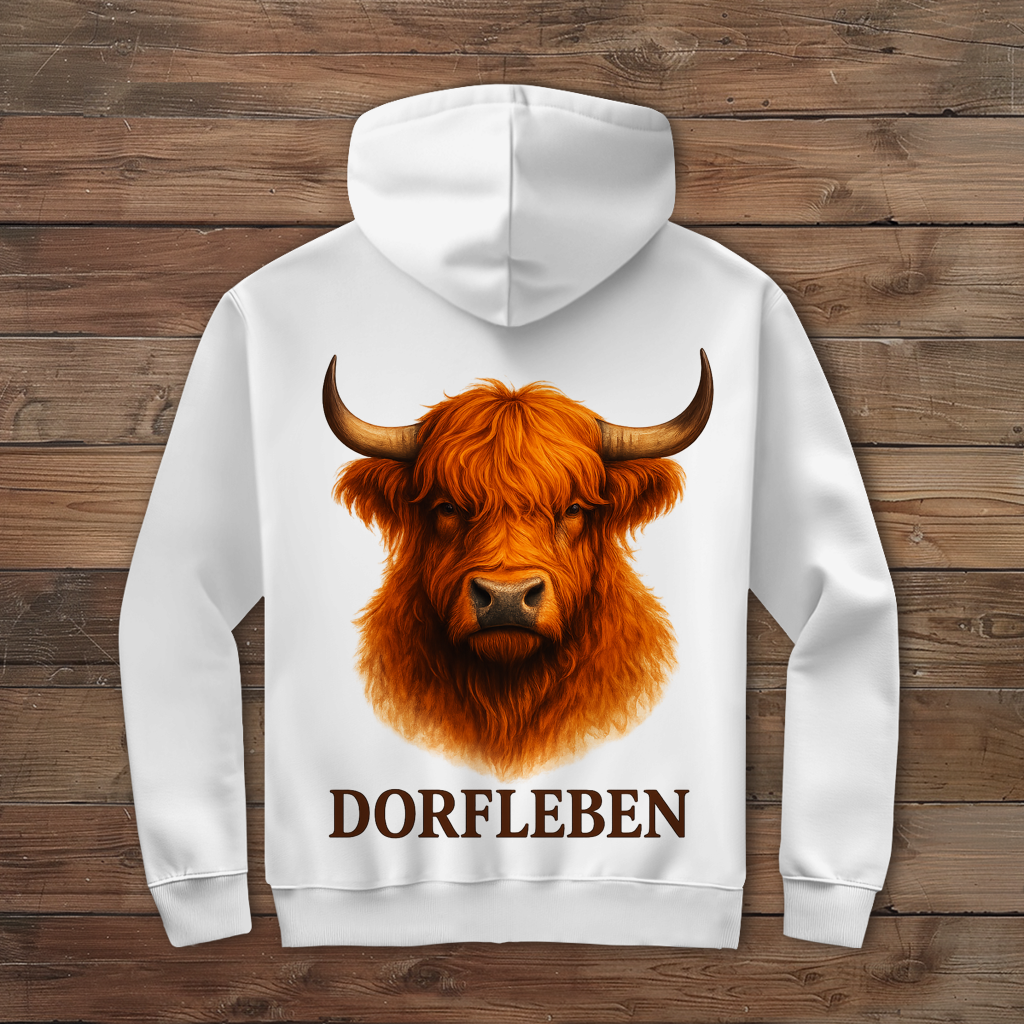Herren Zipper Hoodie Hochlandrind Dorfleben