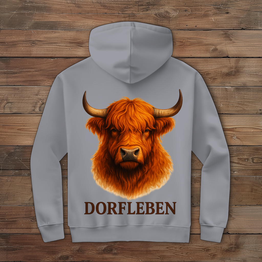 Herren Zipper Hoodie Hochlandrind Dorfleben