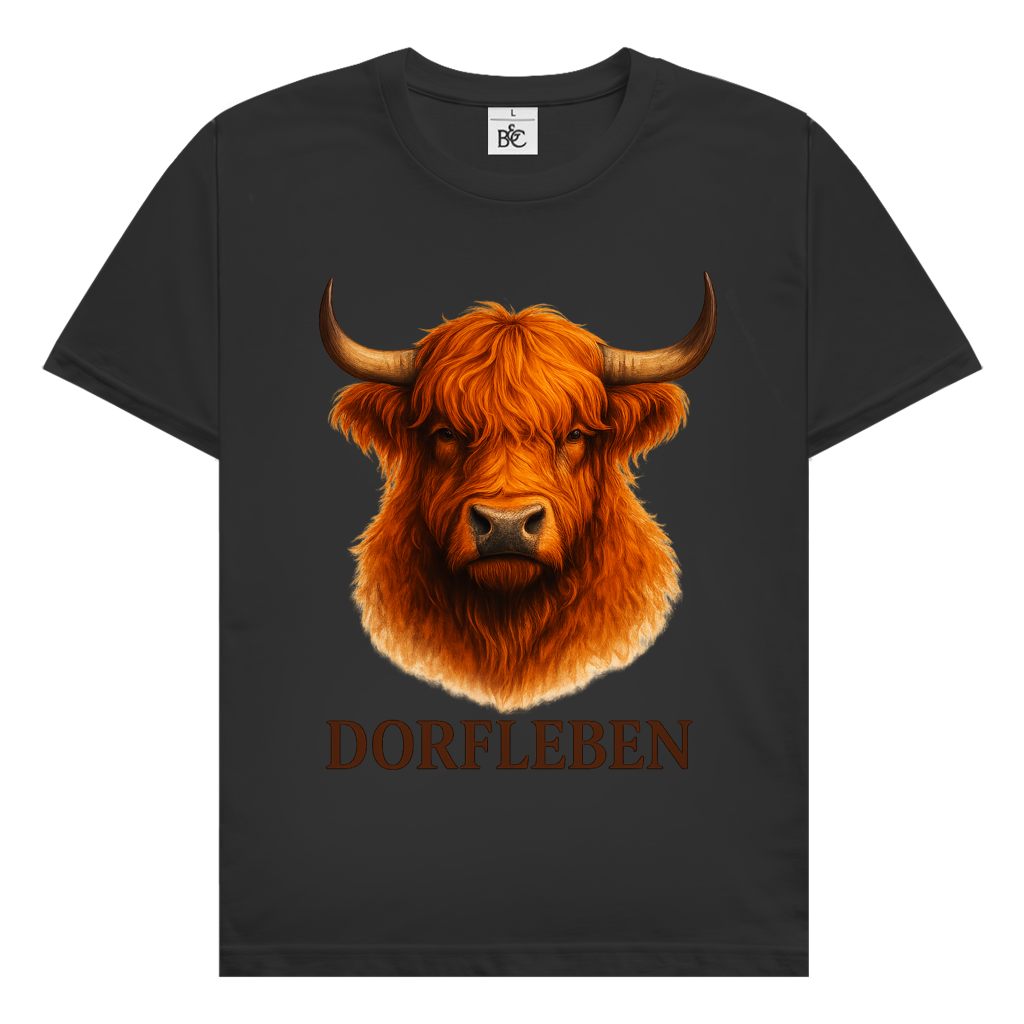 Herren T-Shirt Hochlandrind Dorfleben