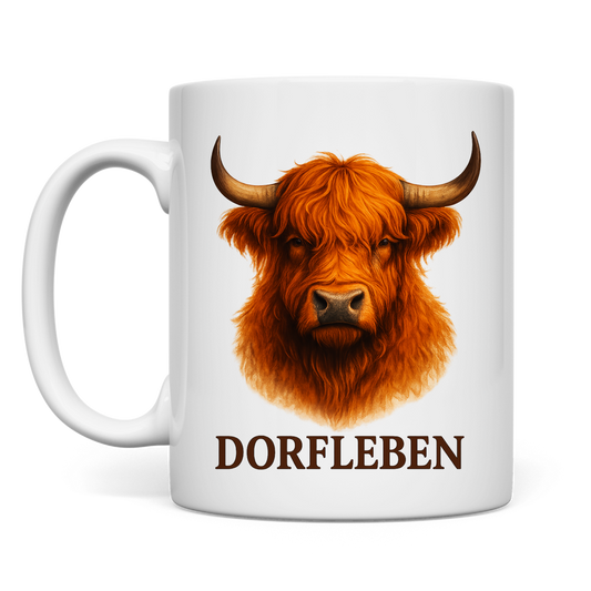 Tasse Hochlandrind Dorfleben