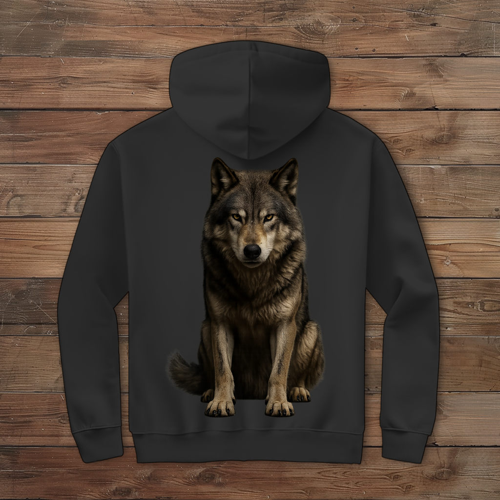 Herren Zipper Hoodie Wolf realistisch
