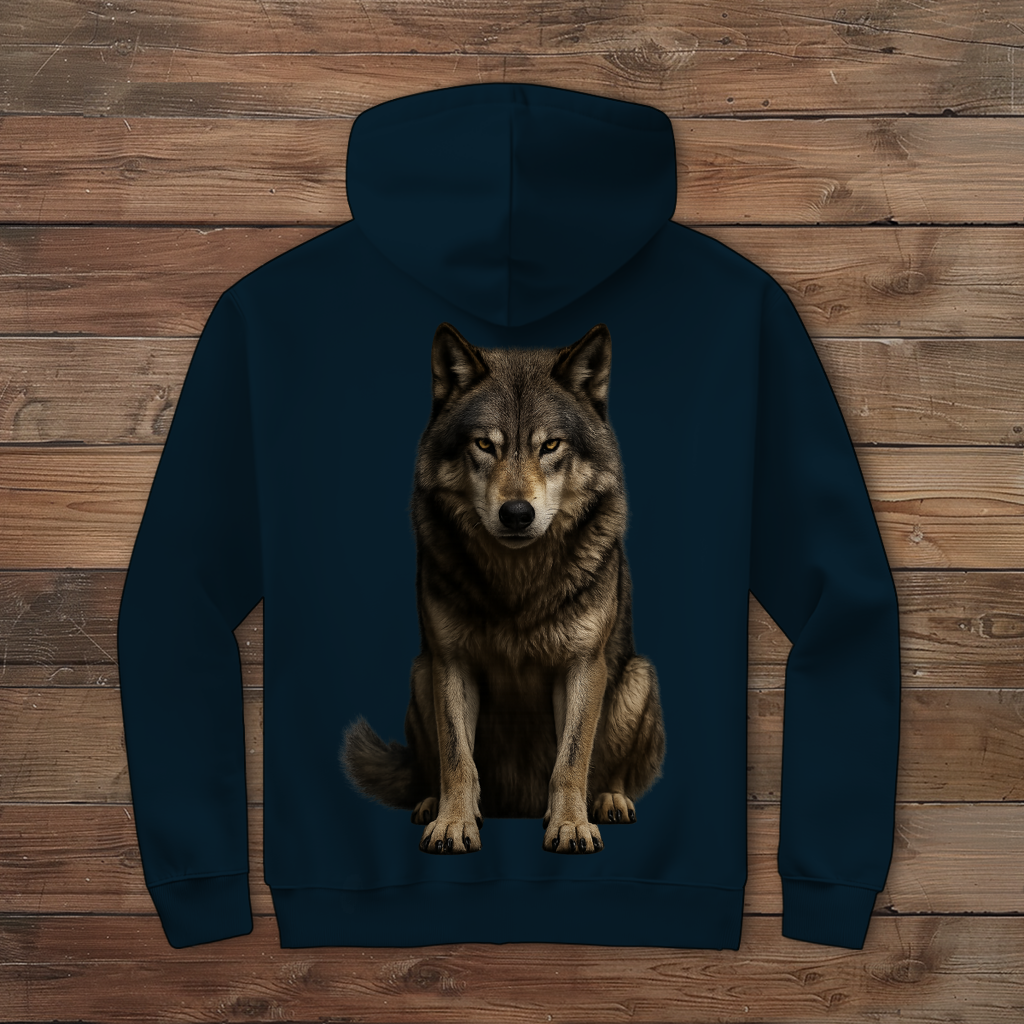 Herren Zipper Hoodie Wolf realistisch