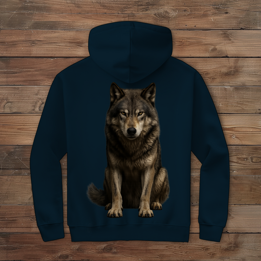 Herren Zipper Hoodie Wolf realistisch