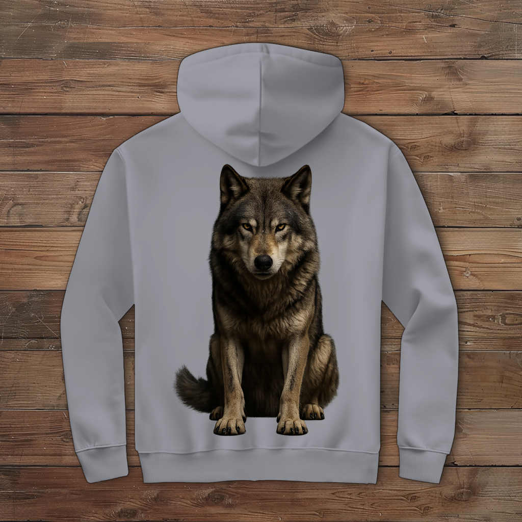 Herren Zipper Hoodie Wolf realistisch