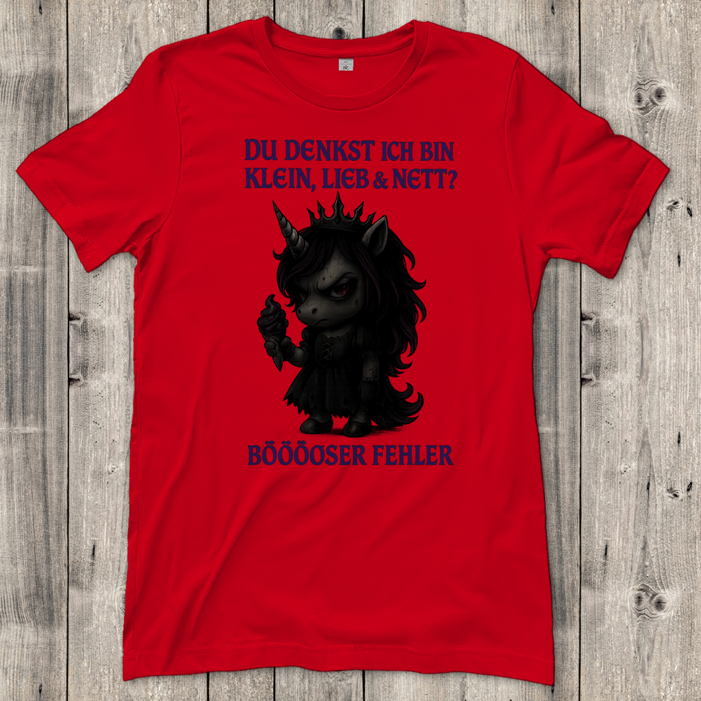Damen T-Shirt dunkles Einhorn Böser Fehler
