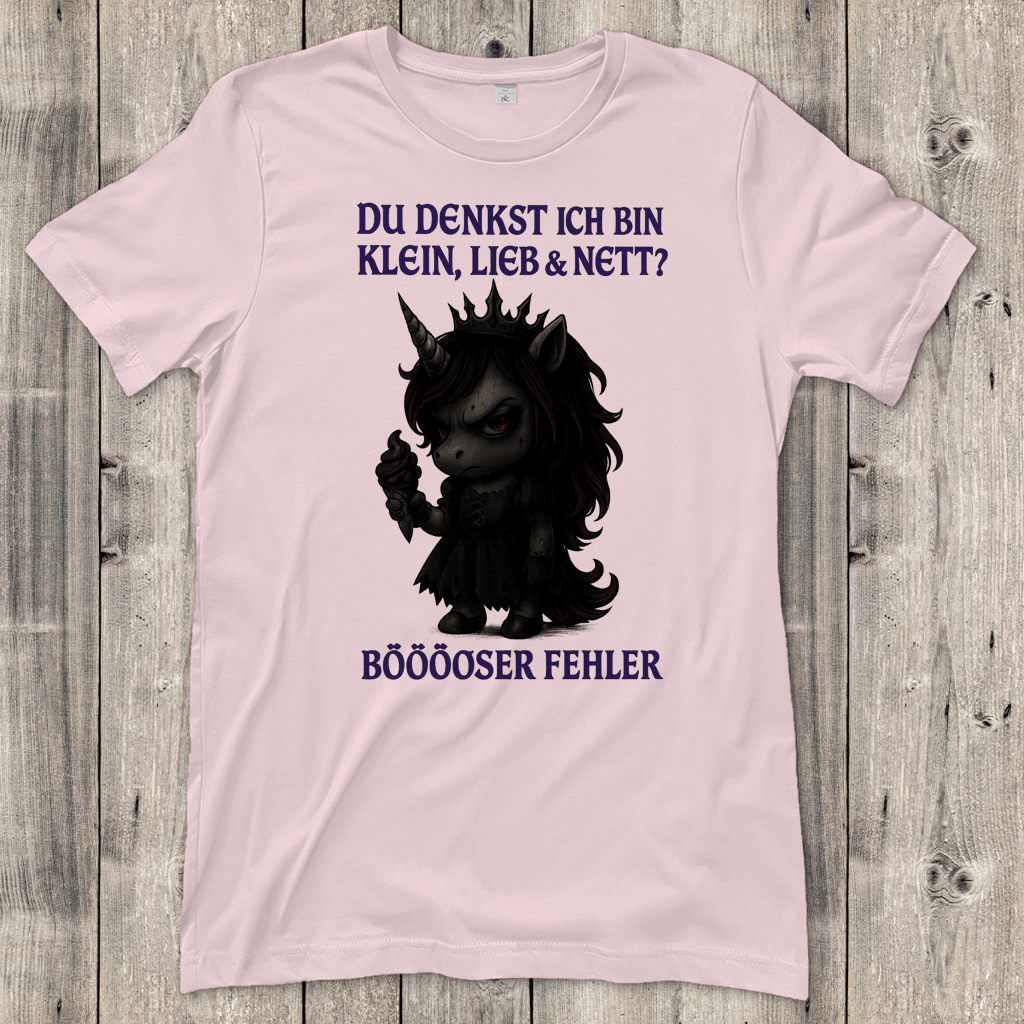 Damen T-Shirt dunkles Einhorn Böser Fehler