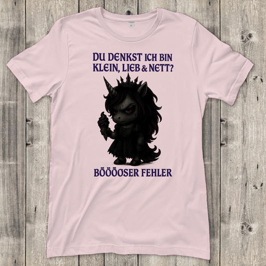 Damen T-Shirt dunkles Einhorn Böser Fehler