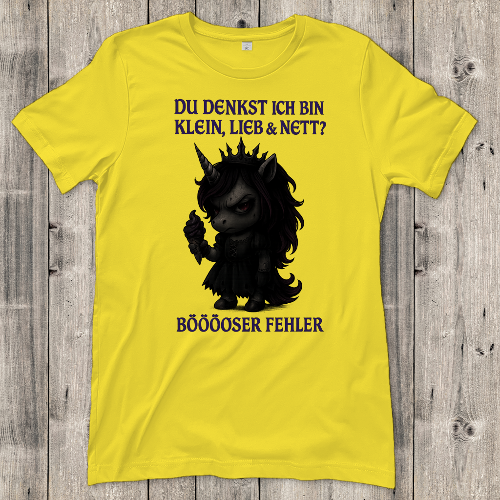 Damen T-Shirt dunkles Einhorn Böser Fehler