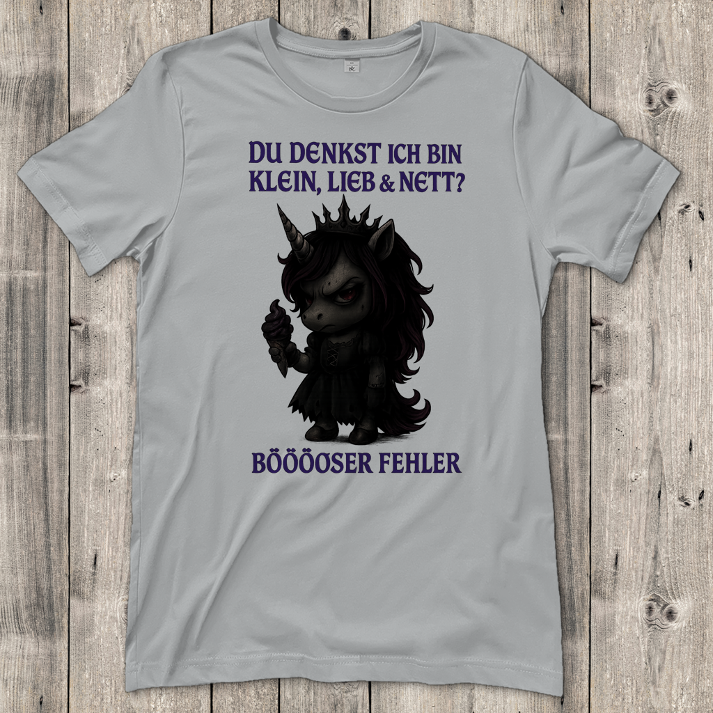 Damen T-Shirt dunkles Einhorn Böser Fehler
