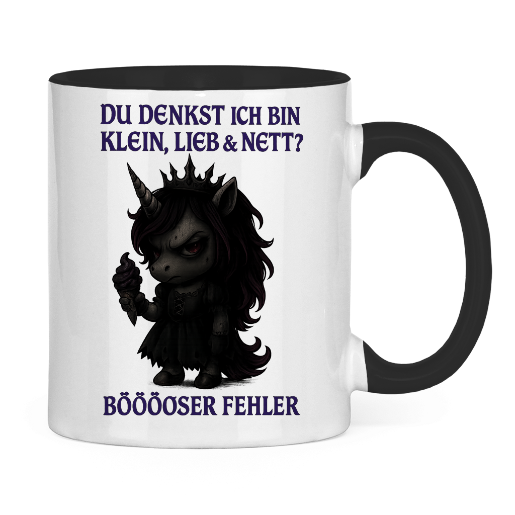 Tasse zweifarbig dunkles Einhorn Böser Fehler