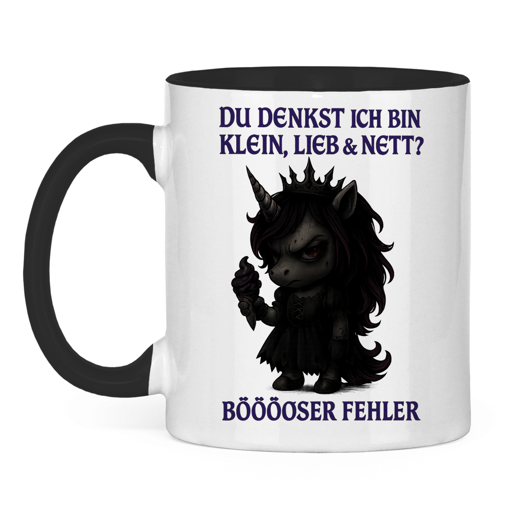Tasse zweifarbig dunkles Einhorn Böser Fehler