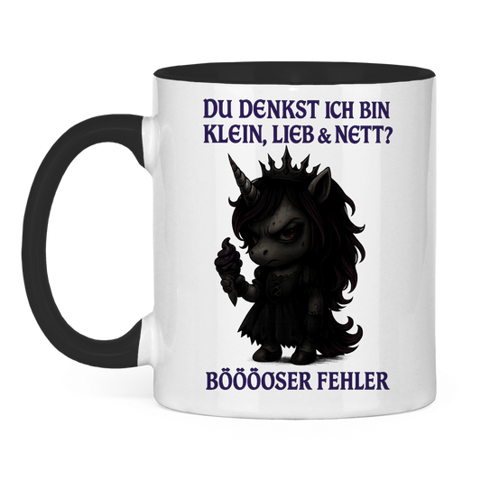Tasse zweifarbig dunkles Einhorn Böser Fehler