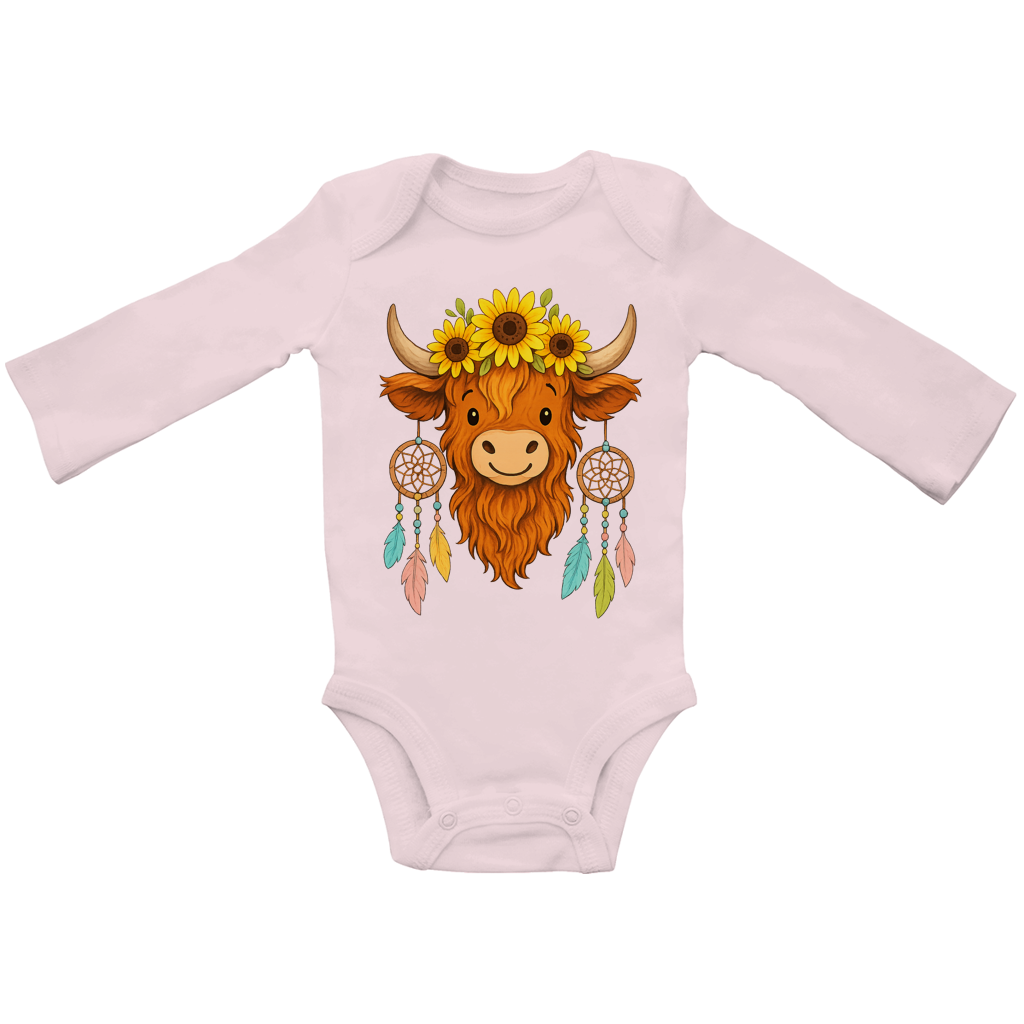 Baby Bio Bodysuite Langarm Hochlandrind Sonnenblumen Comic