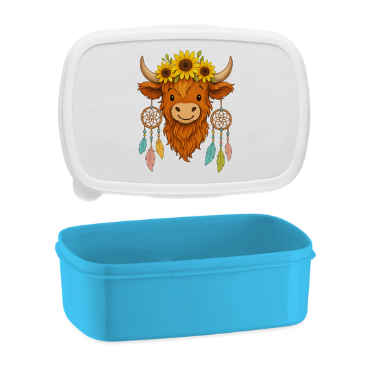 Lunchbox Hochlandrind Sonnenblumen Comic