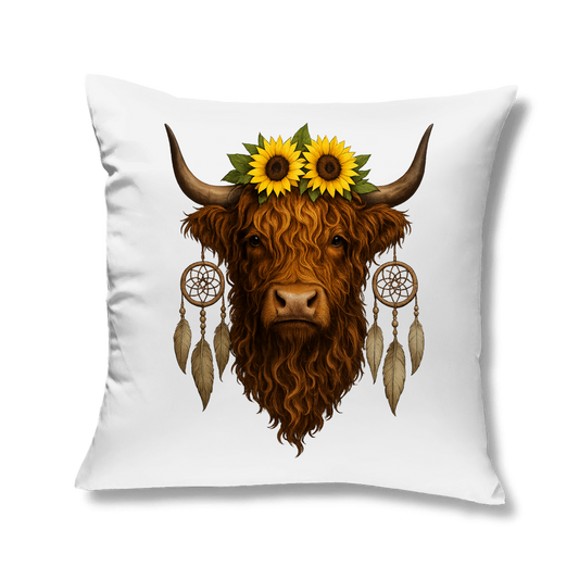 Kopfkissen Hochlandrind Sonnenblumen realistisch