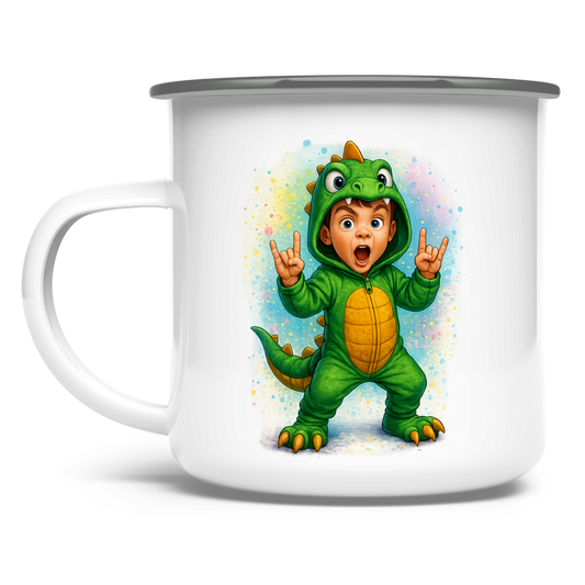 Emaille Tasse Boy Dino Kostüm