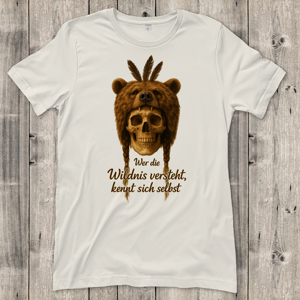 Damen T-Shirt Schädel mit Bär wer die Wildnis versteht