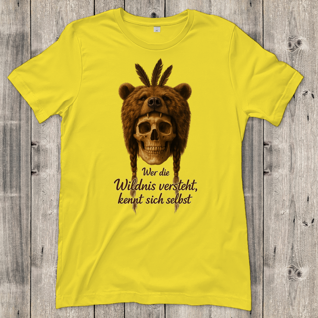 Damen T-Shirt Schädel mit Bär wer die Wildnis versteht
