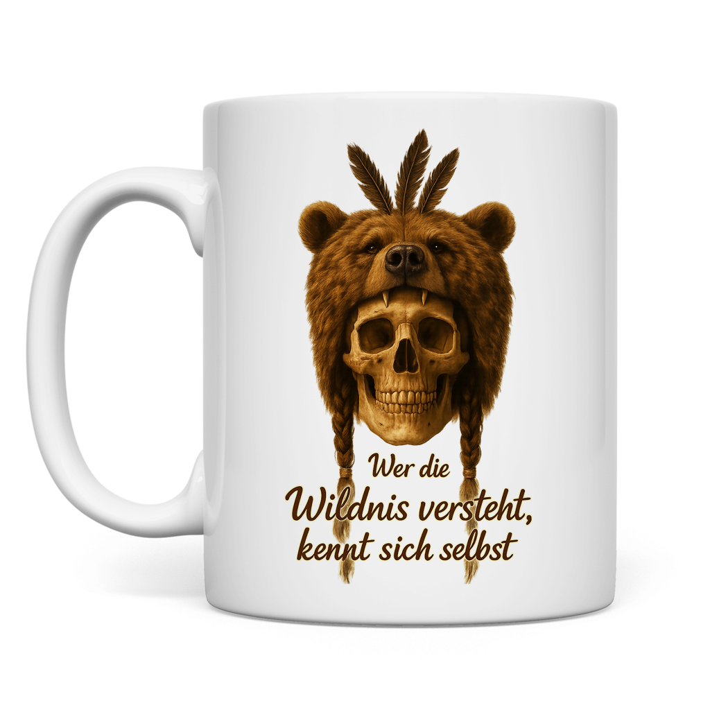 Tasse Schädel mit Bär wer die Wildnis versteht