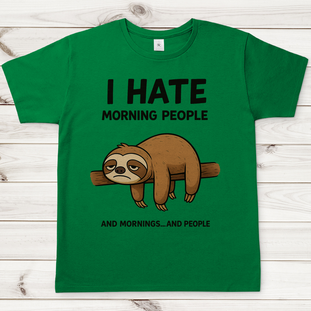 Herren T-Shirt Faultier Hate Morning People