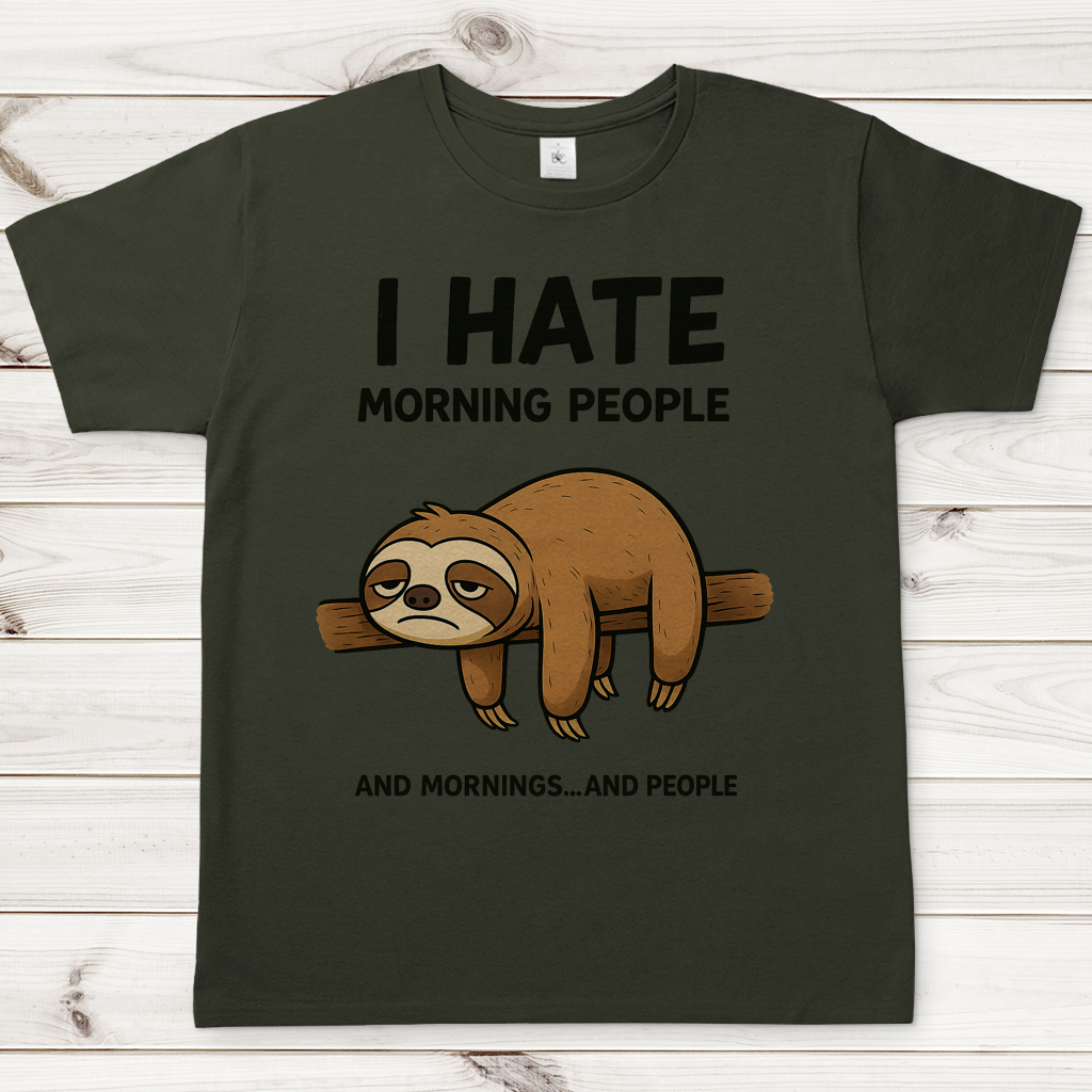 Herren T-Shirt Faultier Hate Morning People