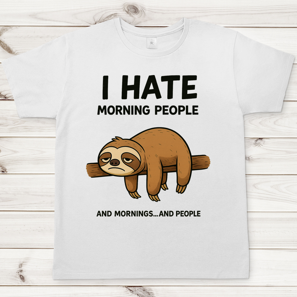 Herren T-Shirt Faultier Hate Morning People