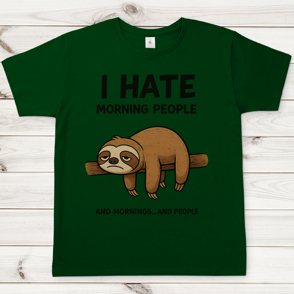 Herren T-Shirt Faultier Hate Morning People