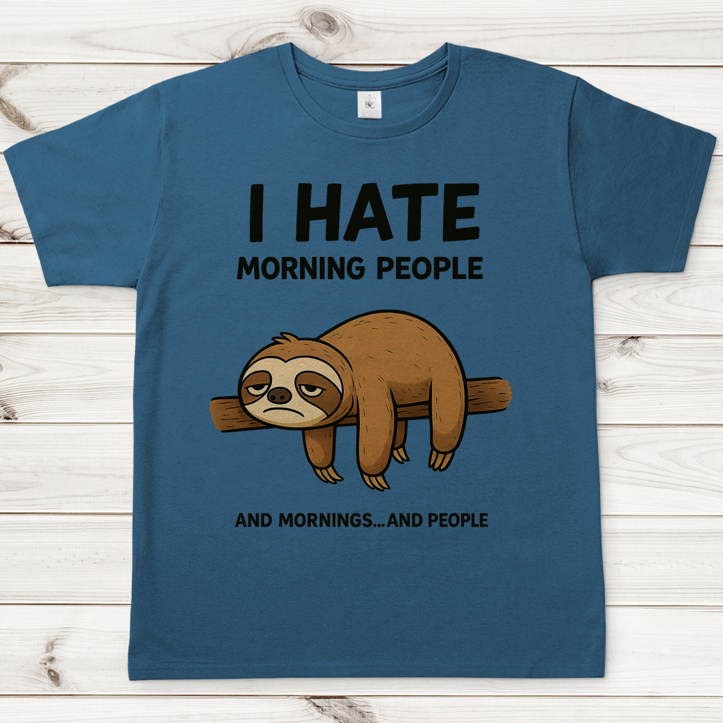 Herren T-Shirt Faultier Hate Morning People