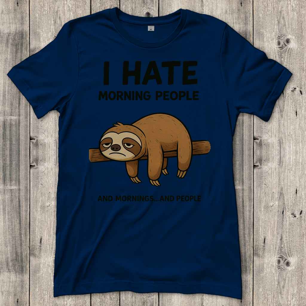 Damen T-Shirt Faultier Hate Morning People