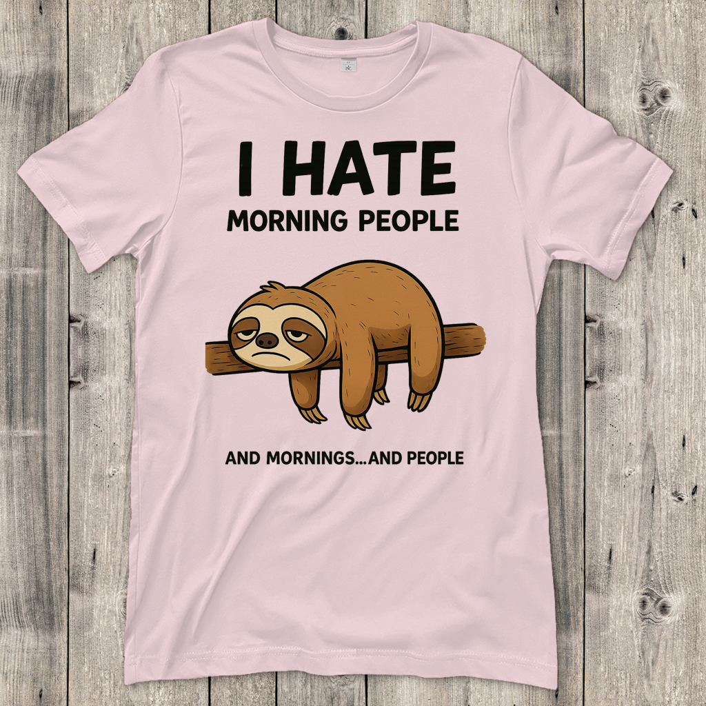 Damen T-Shirt Faultier Hate Morning People