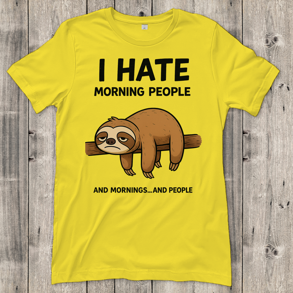 Damen T-Shirt Faultier Hate Morning People