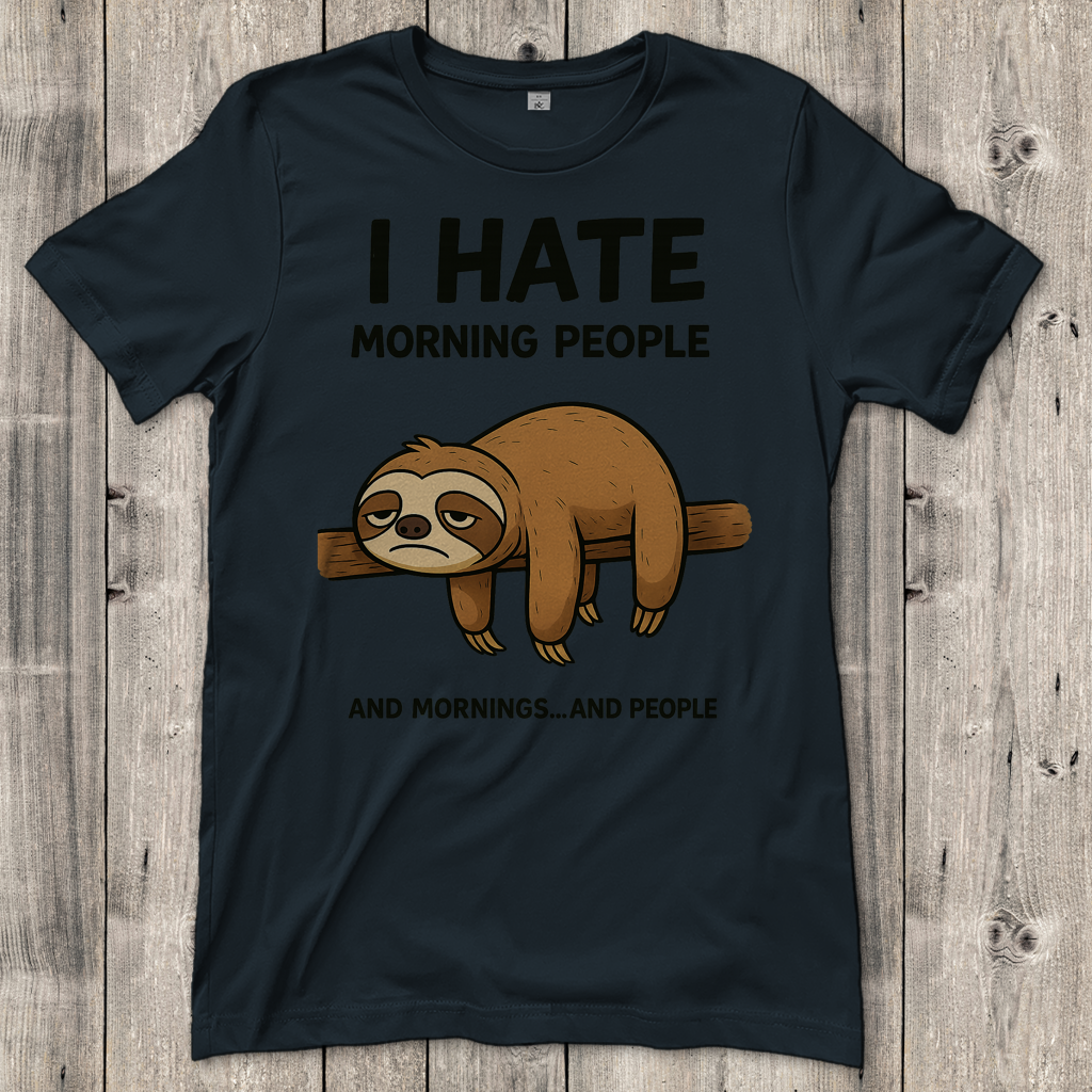 Damen T-Shirt Faultier Hate Morning People