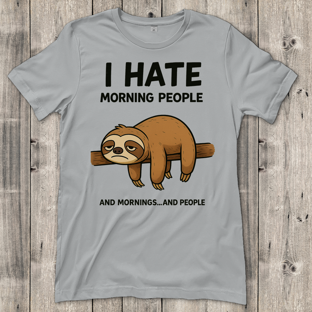 Damen T-Shirt Faultier Hate Morning People